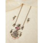 Silver Toned Handcrafted Brass Choker with Earrings- Set of 2