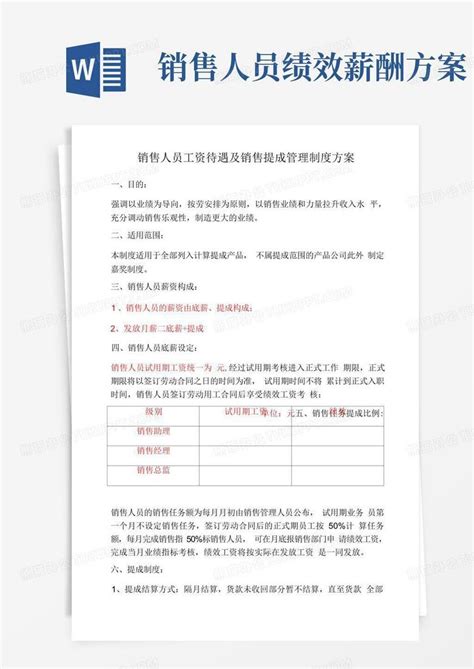 销售人员工资待遇及销售提成管理制度方案word模板免费下载_编号vopaj6xqx_图精灵