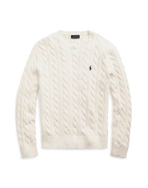CABLE-KNIT COTTON SWEATER | Jersey Marfil de Hombre | YOOX | Ralph ...
