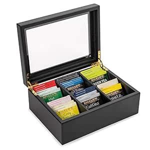 Break Tradition Modern Organized Wooden Tea Box Storage Chest - Black ...