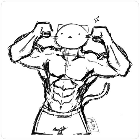 "Muscle cat" Sticker for Sale by MegantheEevee | Funny drawings, Easy ...