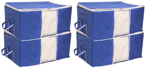 Kuber Industries 4 Piece Fabric Under-Bed Storage Organiser, Royal Blue ...