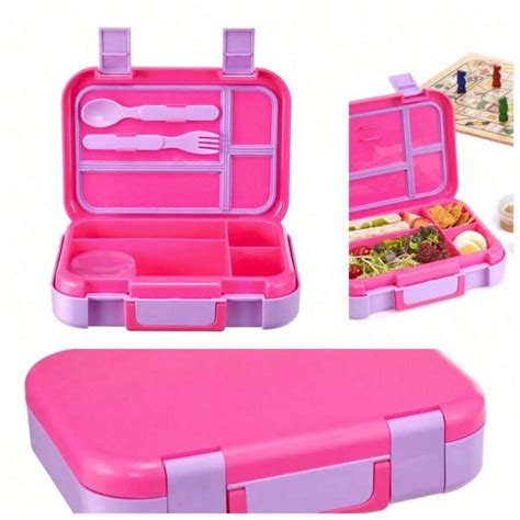 Stackable, Bento Box With 4 Compartments, Fork, Spoon, 1 Dressing ...
