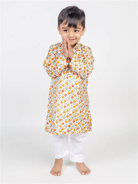 Mint Green Printed Muslin Kurta with Pants- Set of 2