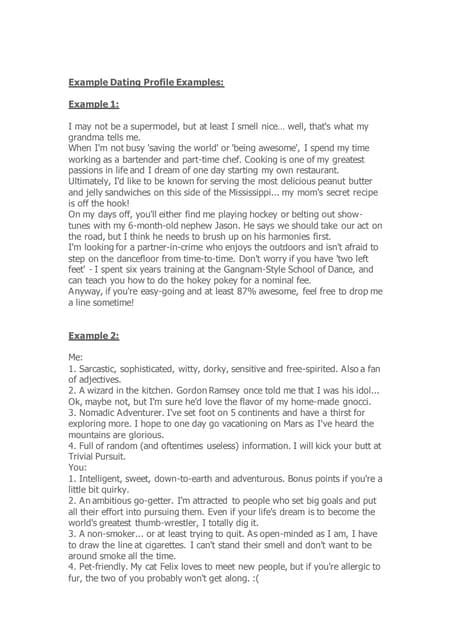 Image result for Dating Profile Assignment Examples