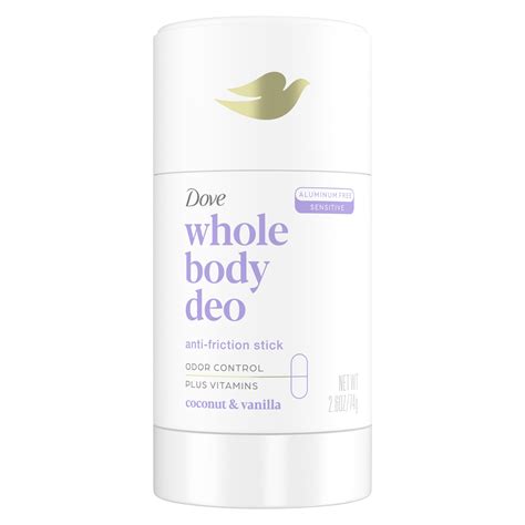 Dove Whole Body Deodorant Stick Coconut Vanilla 2.6 oz Anti-Friction ...
