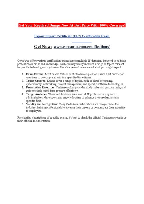 EIC Certification Exam Preparation Resources and Overview - Studocu