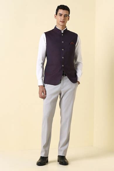 Buy Men Print Navy Party Nehru Jacket Online - 40087282 | Allen Solly