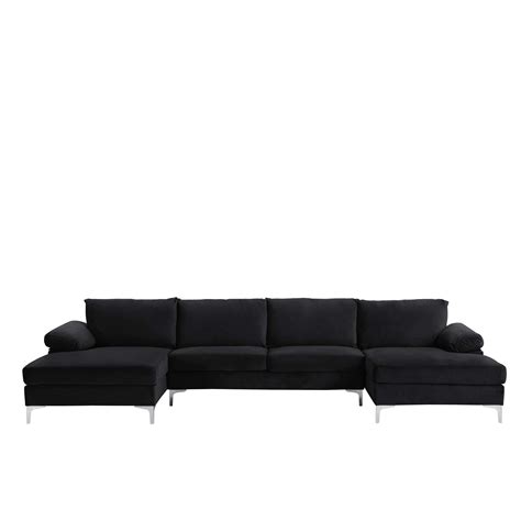 Casa Andrea Milano Modern Large Velvet Fabric U-Shape Sectional Sofa ...