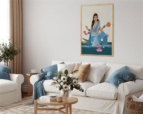 Buy Goddess Ganga Devi Mata on Crocodile Art Shri Gangaji Hindu Online ...