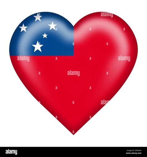 A Western Samoa flag heart button 3d illustration isolated on white ...