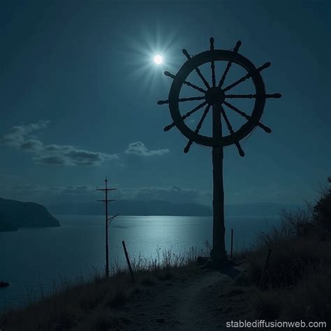 Breaking Wheel on Hill Above Lake | Stable Diffusion Online