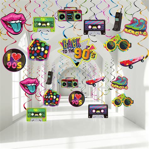 Buy 30 Pieces 90s Theme Party Decorations 90's Party Colorful 1990's ...