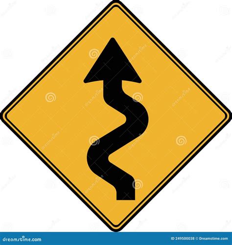 Road Sign, There is a Winding Road Ahead. Stock Vector - Illustration ...