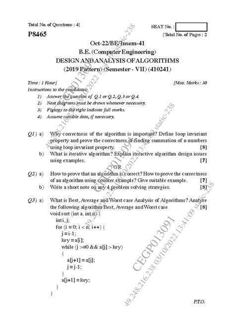 Oct - 2022 - previous year question - Total No. of Questions : 4] Oct ...