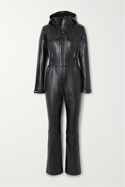 Perfect Moment Corrie Faux Leather Ski Suit in Black | Lyst