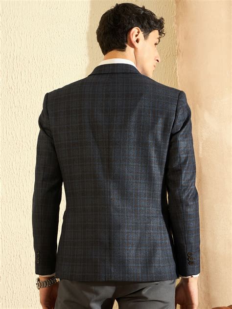 Blue Checked Single Breasted Blazer for Men | Dennison – Dennison ...