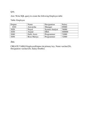 Image result for Database Practical Question