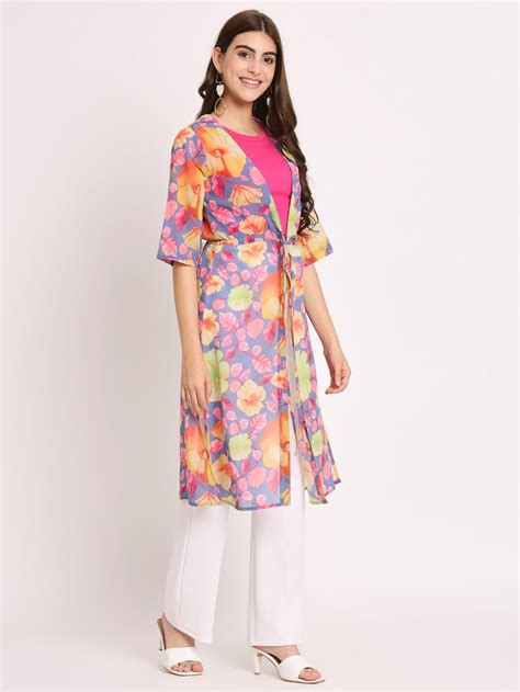 Floral Printed Longline Shrug – Elegant & Stylish | CharmGal India ...