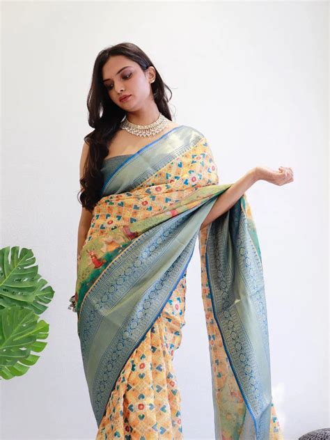 Moonga Silk Kota Doriya Patola Digital printed Saree