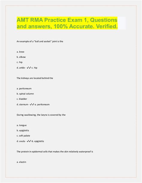 AMT RMA Practice Exam 1 (210 Questions with 100% Correct Answers ...