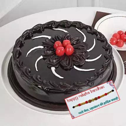Send Chocolate Truffle Cream Cake with Rakhi Online in India - Indiagift.in