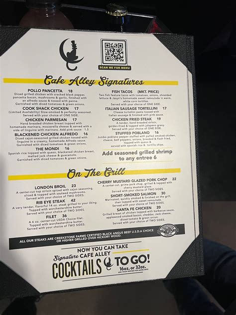 Menu at Cafe Alley, Ardmore, 126 A St NE