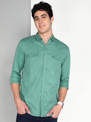 Buy KUONS AVENUE Green Men Cotton Twill Casual Shirt (M) Online