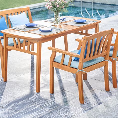 Amazon.com: YINFITIN 59" Eucalyptus Wooden Minimalist Dining Table, Bistro Table with Weather ...