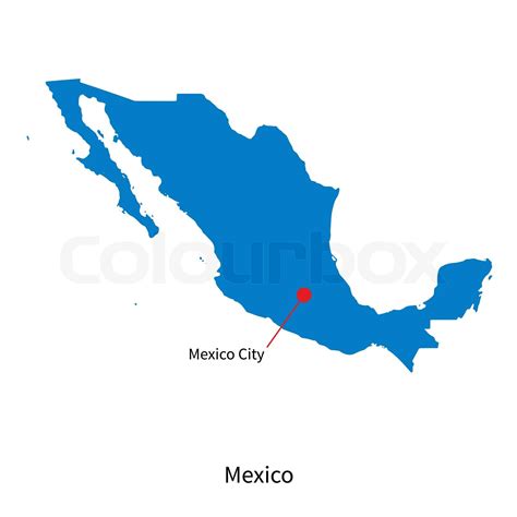 Detailed vector map of Mexico and capital city Mexico | Stock vector ...