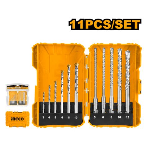 Ingco AKDL31101 11 Pcs Masonry and Hammer Drill Bits Set - 6 Masonry D ...