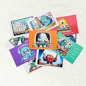 Daakroom Monster Postcard Pack - Set of 10 Postcards (4x6 in) to Write ...