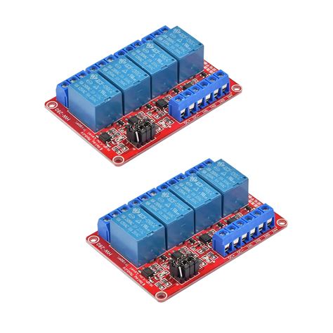 FORIOT 2pcs DC 12V 4 Channel Relay Module with Optocoupler Red Board ...