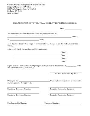 Fillable Online Accounting Information - Roommate Notice to Vacate.pdf ...