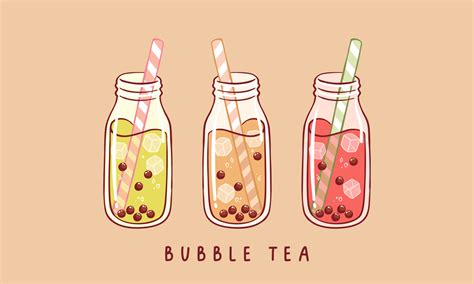 Set of various Bubble tea. Milk tea with tapioca pearls. Boba tea ...