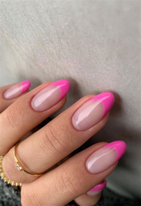 almond nails french tip pink