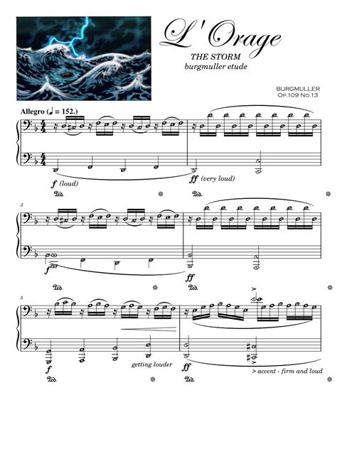The Storm L' Orage (Grade 6) BURGMULLER Intermediate Piano Sheet Music ...