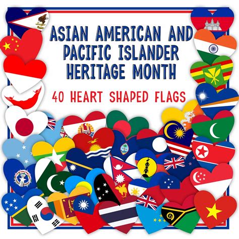 AAPI Country Heart Flags | Asian American and Pacific Islander Heritage ...