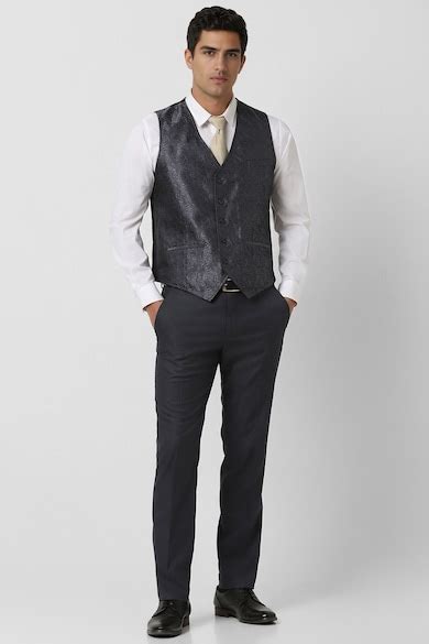 Buy Men Grey Textured Wedding Three Piece Suit Online - 39839273 | Van ...