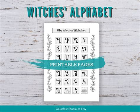 Witches Alphabet Theban Script Pack. Printable Pages for - Etsy