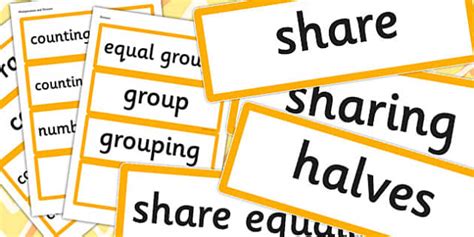 Year 1 2014 National Curriculum Multiplication and Division Vocabulary Card