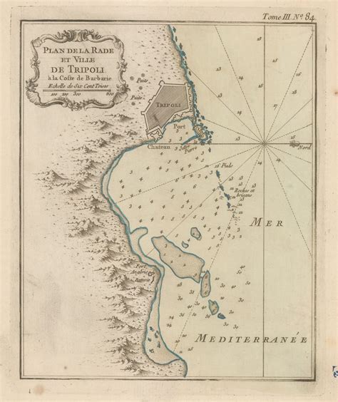 Jacques-Nicolas Bellin, Chart of Tripoli harbour, 1764 | The Map House