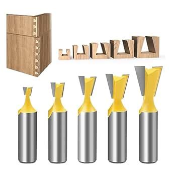 CHCYWJGJ 5Pcs Dovetail Router Bit Set 1/2 Inch Shank Half-Blind ...