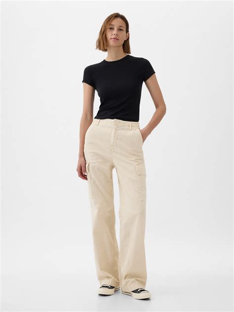 Mid Rise Loose Khaki Cargo Pants | Gap