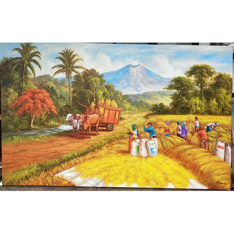 Jual Lukisan Panen Raya Model Terbaru dengan Gerobak Sapi - Kota ...