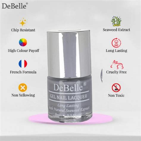 DeBelle Gel Nail Lacquer Sombre Grey - (Light Grey Nail Polish), 8ml ...