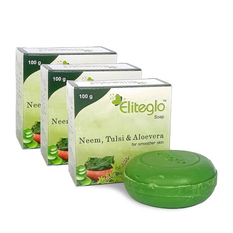 Buy Eliteglo Neem Tulsi and Aloevera Soap 100GM EACH SOAP (Pack of 3 ...