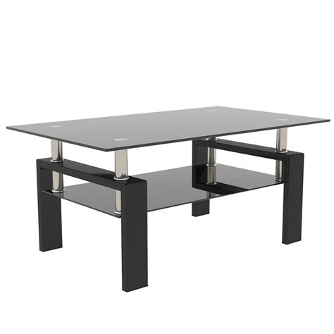39 Black Glass Coffee Table Modern Side Center | Ubuy India
