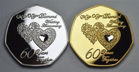 Pair of 60th DIAMOND WEDDING ANNIVERSARY Silver & 24ct Gold - Etsy UK