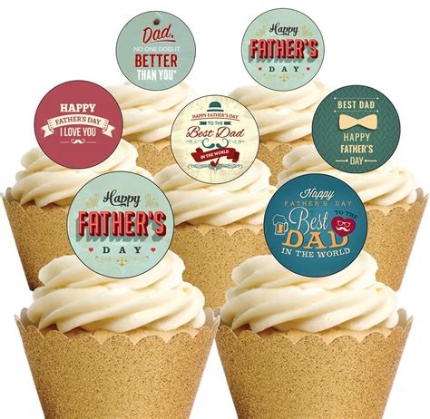 24 Precut Vintage Happy Fathers Day Dad Daddy Edible Wafer | Desertcart ...